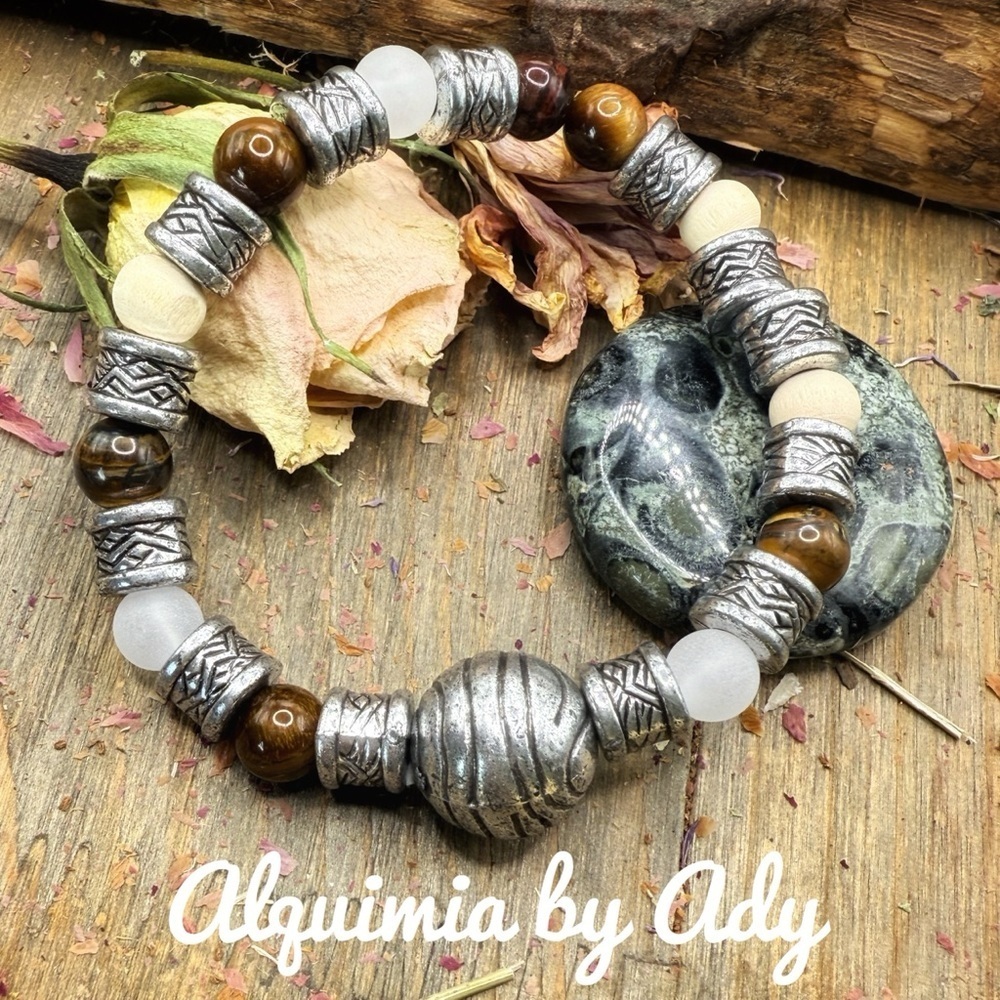 Alquimia Silver and Brown Beaded Bracelet